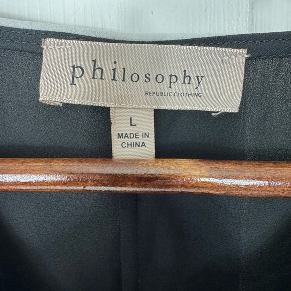 Philosophy Women’s Size Large Sheer Black Contemporary Flare Sleeve Blouse - Picture 2 of 7